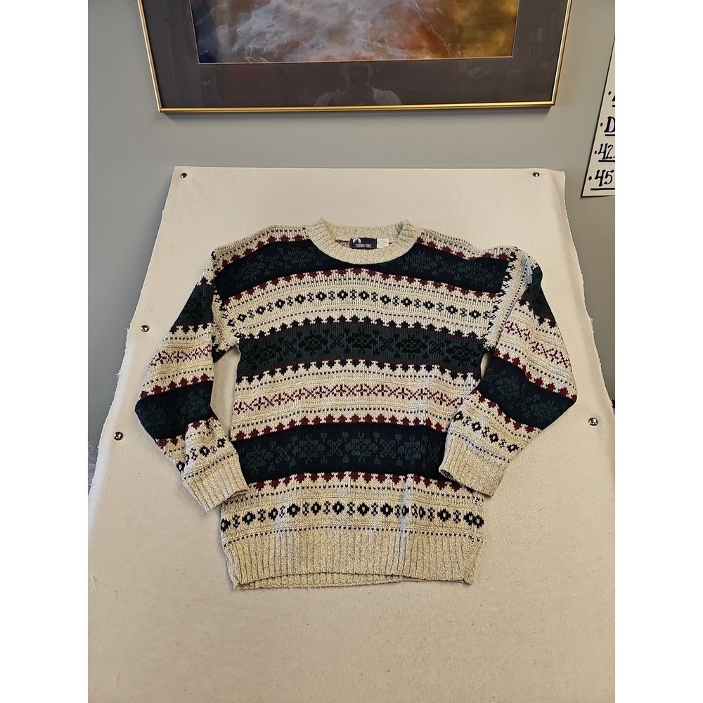 Timber Trail Sweater Cable Knit Pullover Made In USA Vintage Cabin Hiking Large